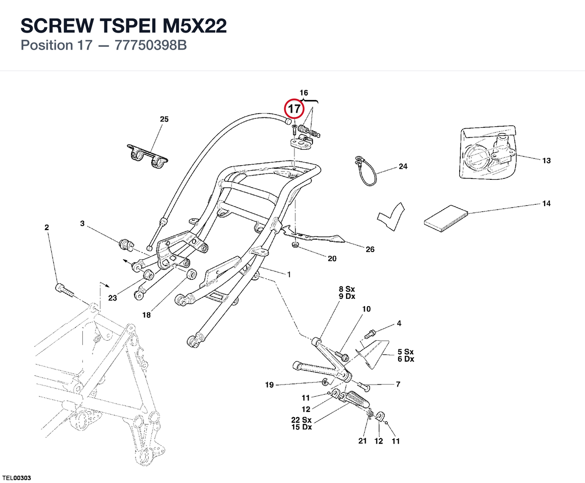 SCREW TSPEI M5X22 77750398B diagram position