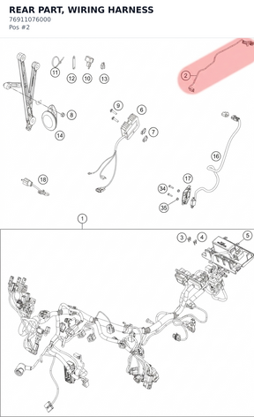 Diagram preview: REAR PART, WIRING HARNESS (76911076000)
