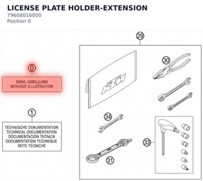 Diagram preview: LICENSE PLATE HOLDER-EXTENSION (79608016000)