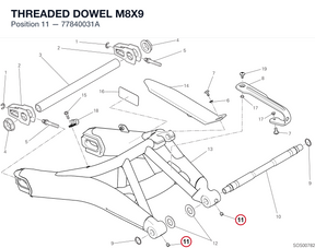 THREADED DOWEL M8X9 77840031A diagram position
