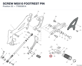 SCREW M5X10 FOOTREST PIN 77850381A diagram position