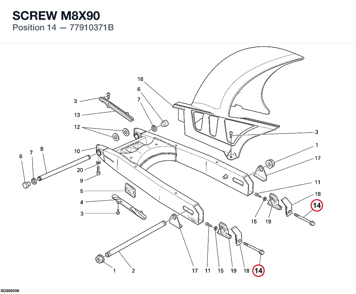 SCREW M8X90 77910371B diagram position