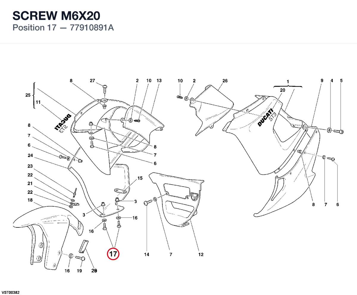 SCREW M6X20 77910891A diagram position