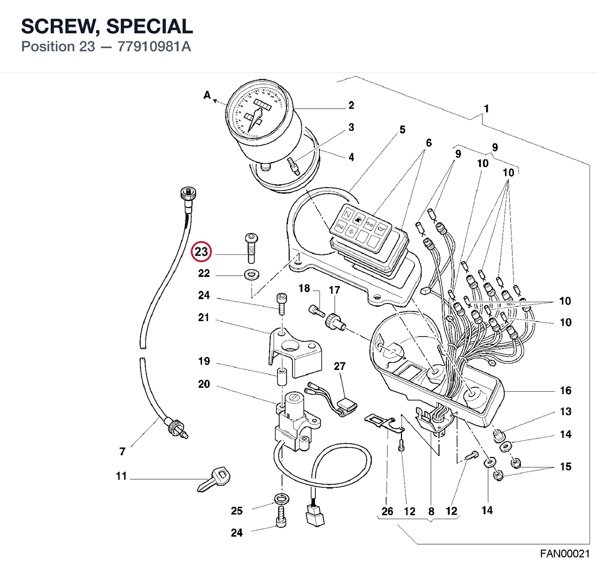 SCREW, SPECIAL 77910981A diagram position