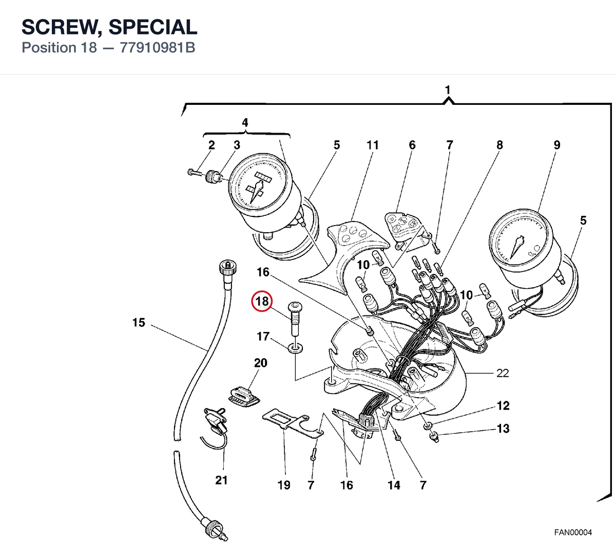 SCREW, SPECIAL 77910981B diagram position