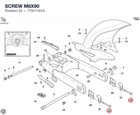 SCREW M8X90 77911101A diagram position