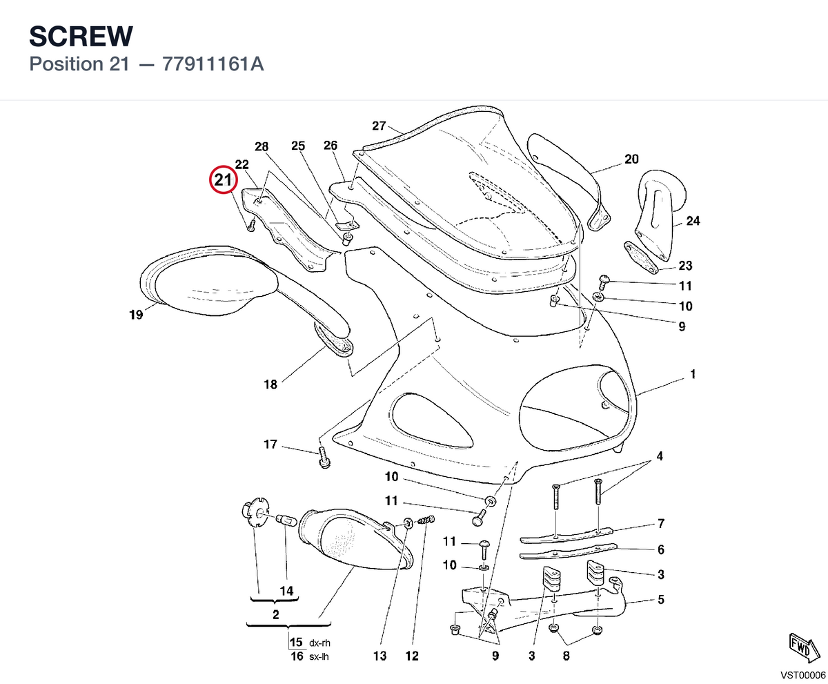 SCREW 77911161A diagram position