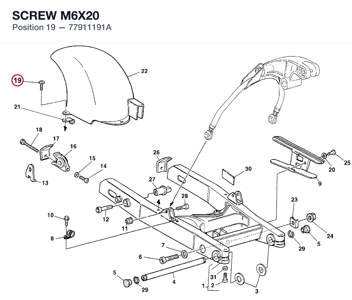 SCREW M6X20 77911191A diagram position