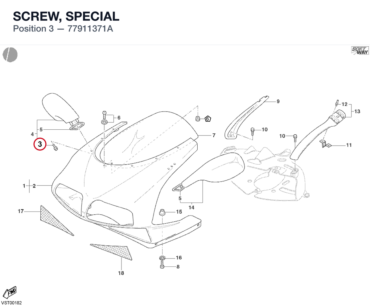 SCREW, SPECIAL 77911371A diagram position