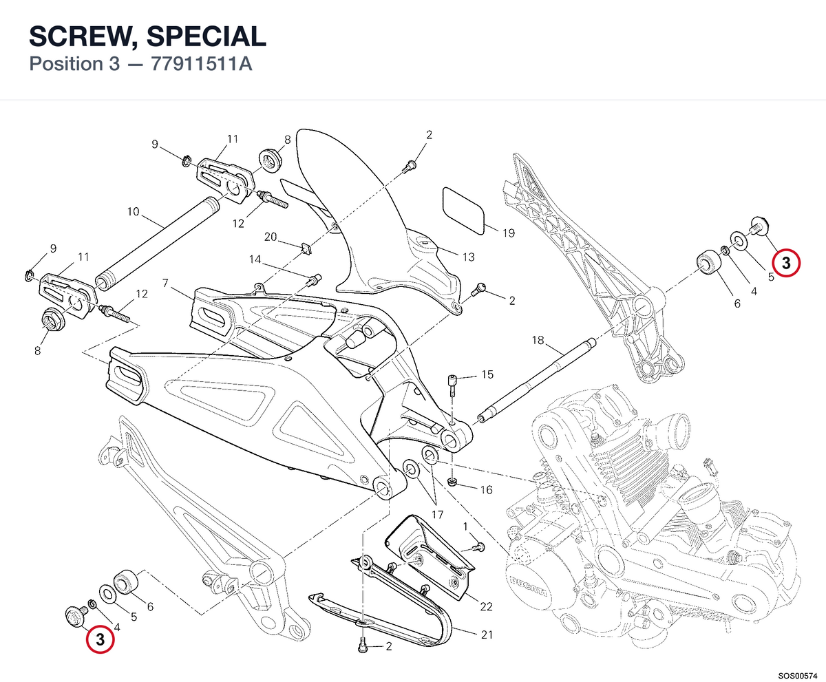 SCREW, SPECIAL 77911511A diagram position