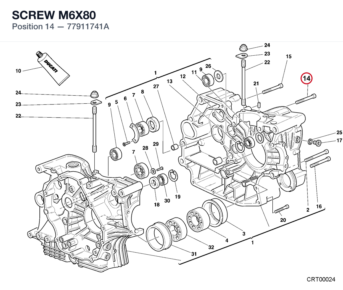 SCREW M6X80 77911741A diagram position