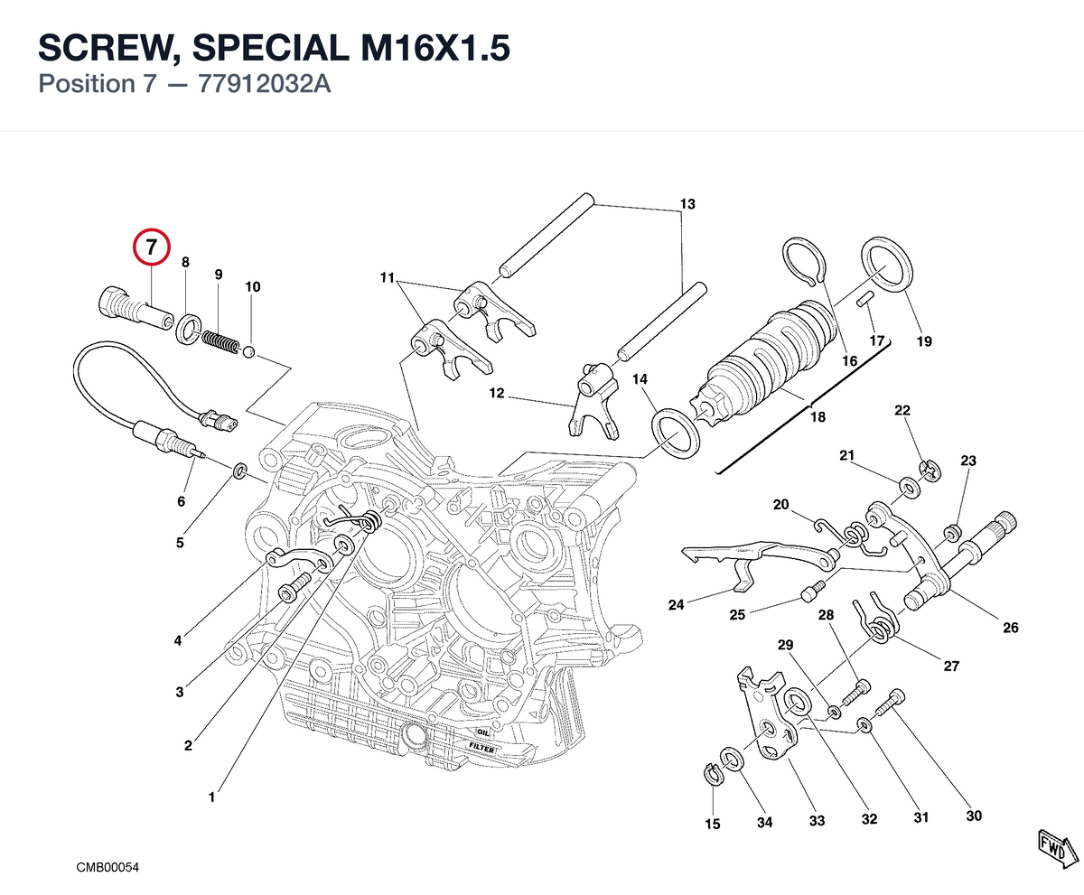 SCREW, SPECIAL M16X1.5 77912032A diagram position