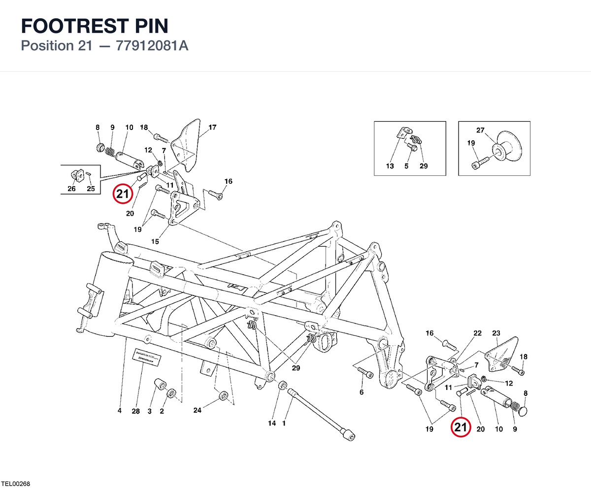 FOOTREST PIN 77912081A diagram position
