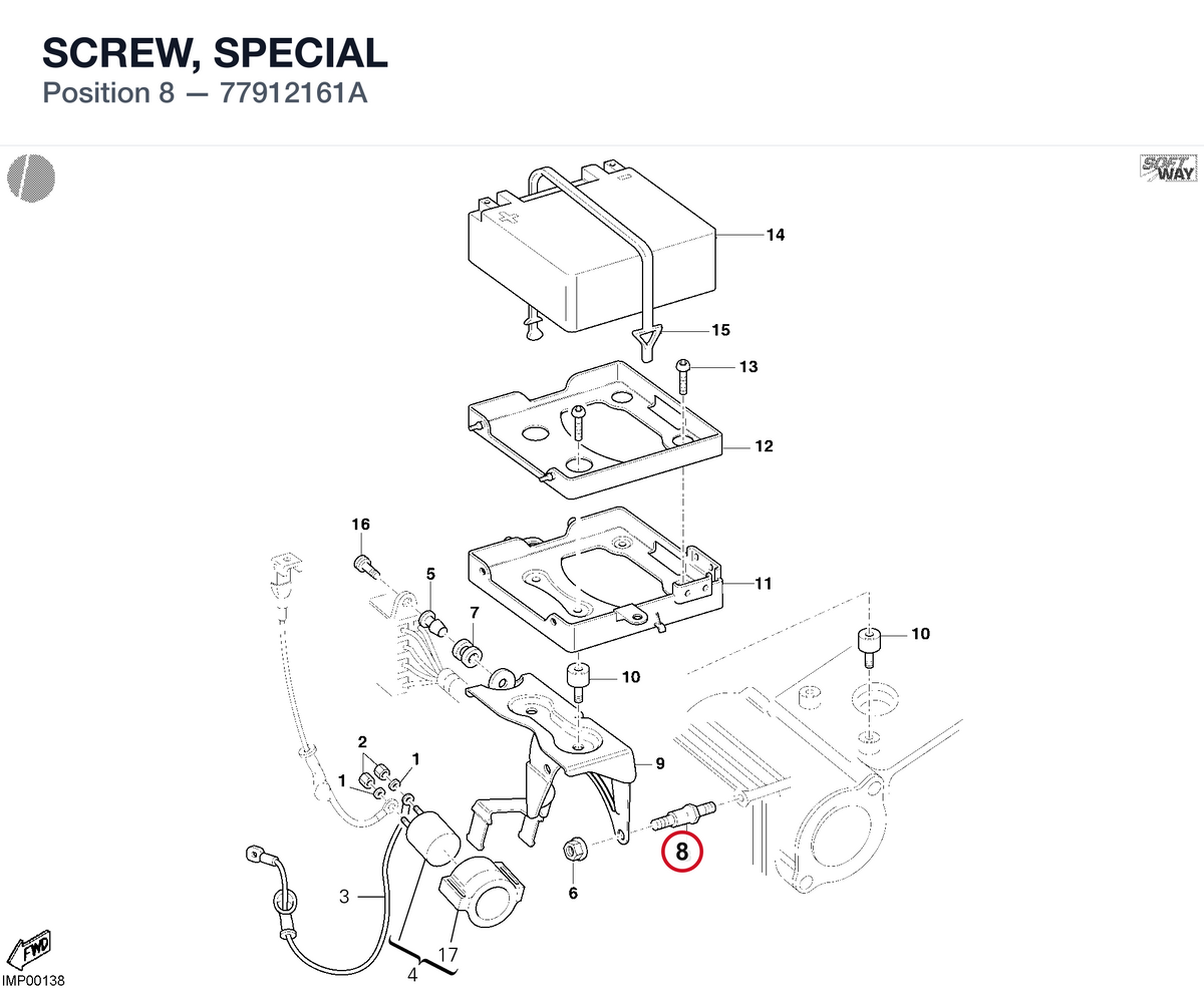 SCREW, SPECIAL 77912161A diagram position