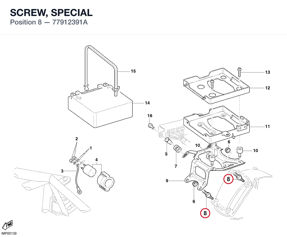 SCREW, SPECIAL 77912391A diagram position