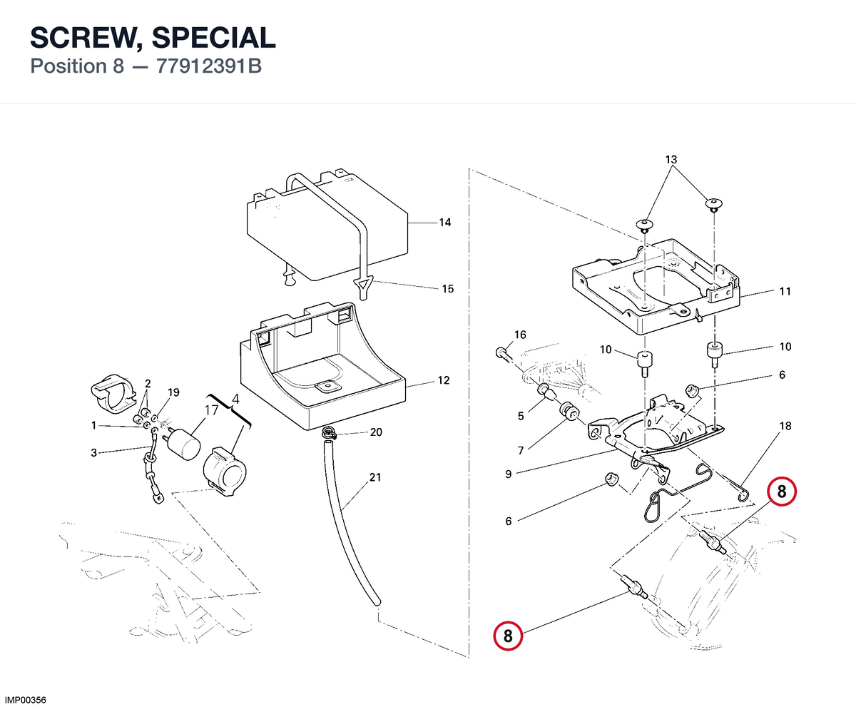 SCREW, SPECIAL 77912391B diagram position