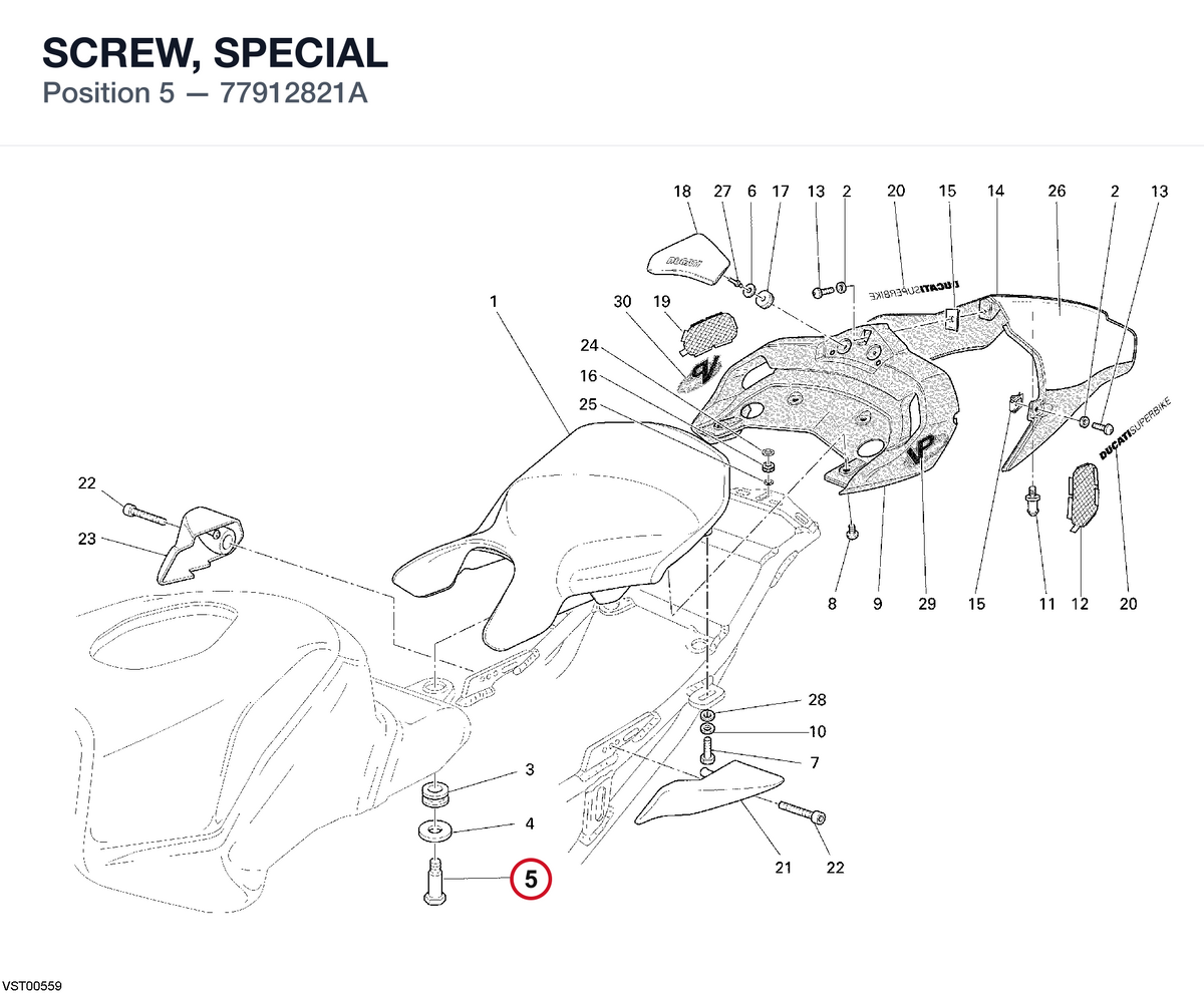 SCREW, SPECIAL 77912821A diagram position