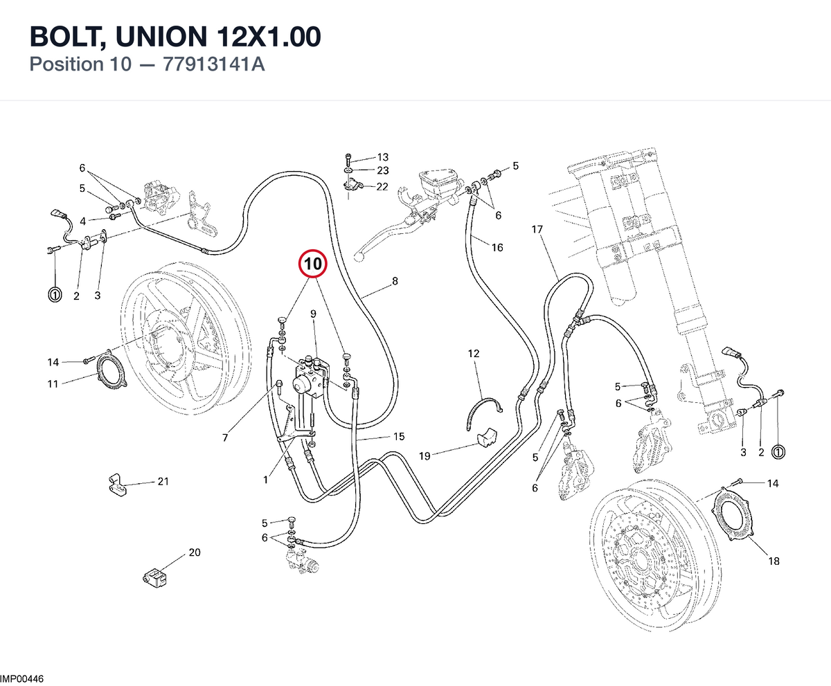 BOLT, UNION 12X1.00 77913141A diagram position