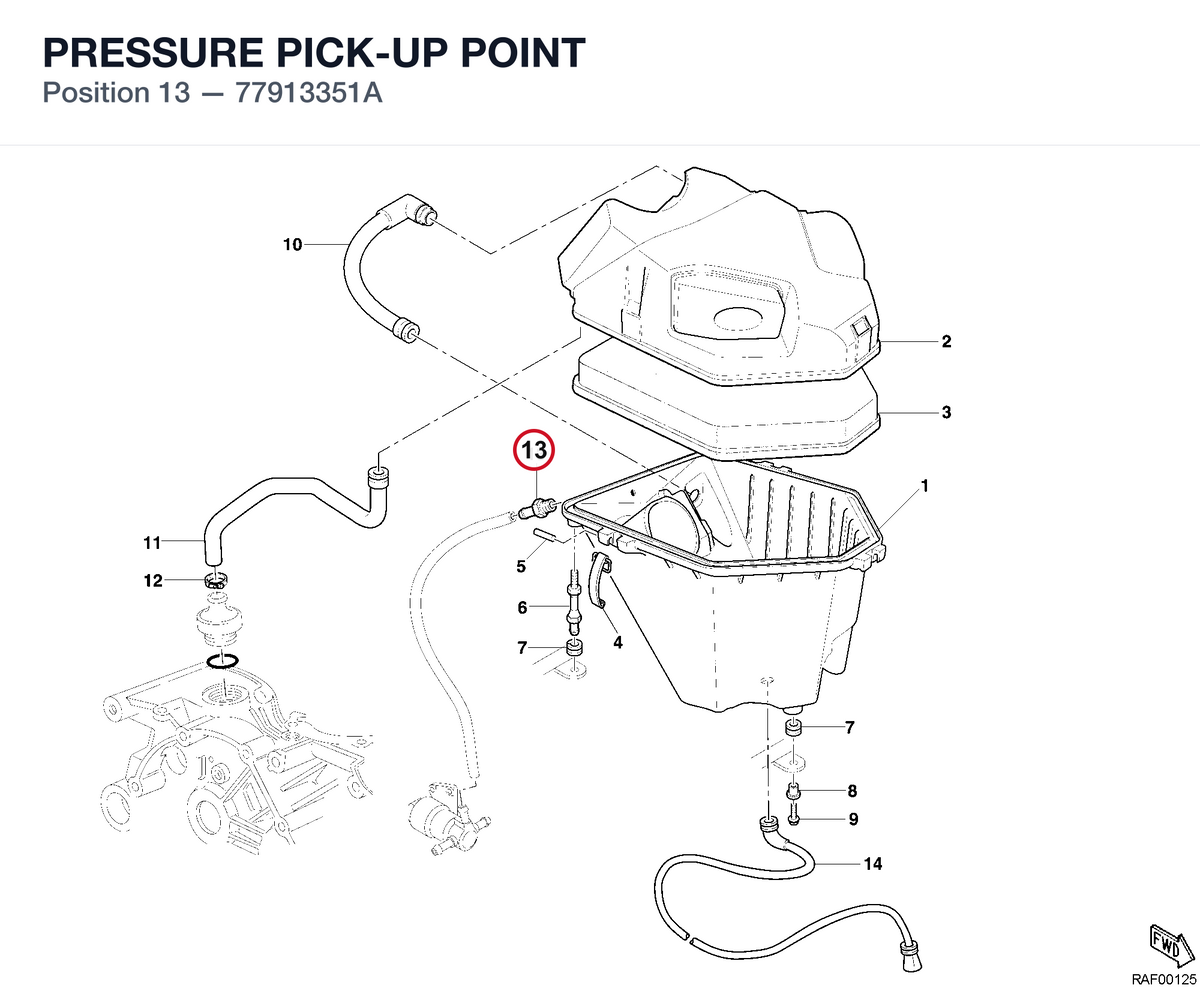 PRESSURE PICK-UP POINT 77913351A diagram position