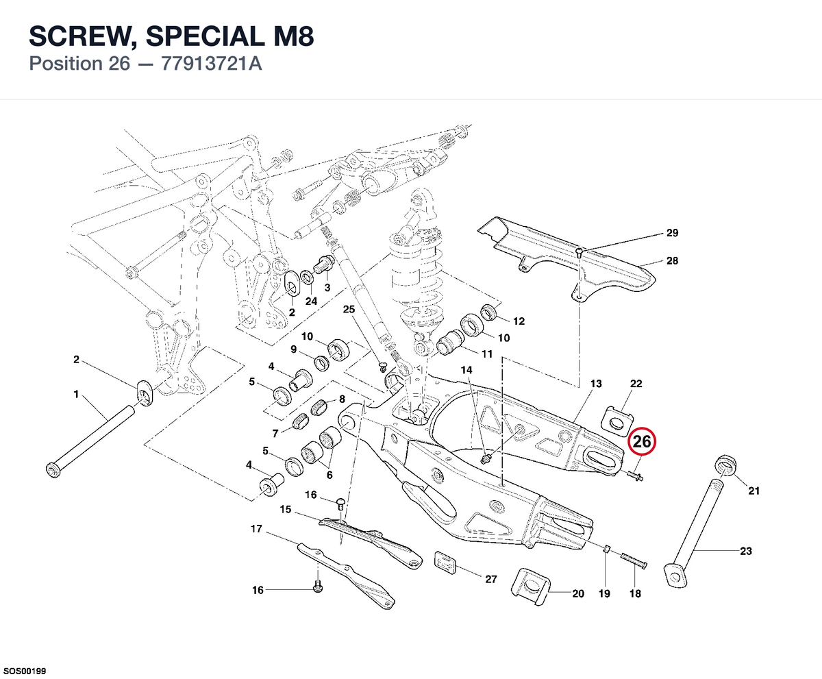 SCREW, SPECIAL M8 77913721A diagram position