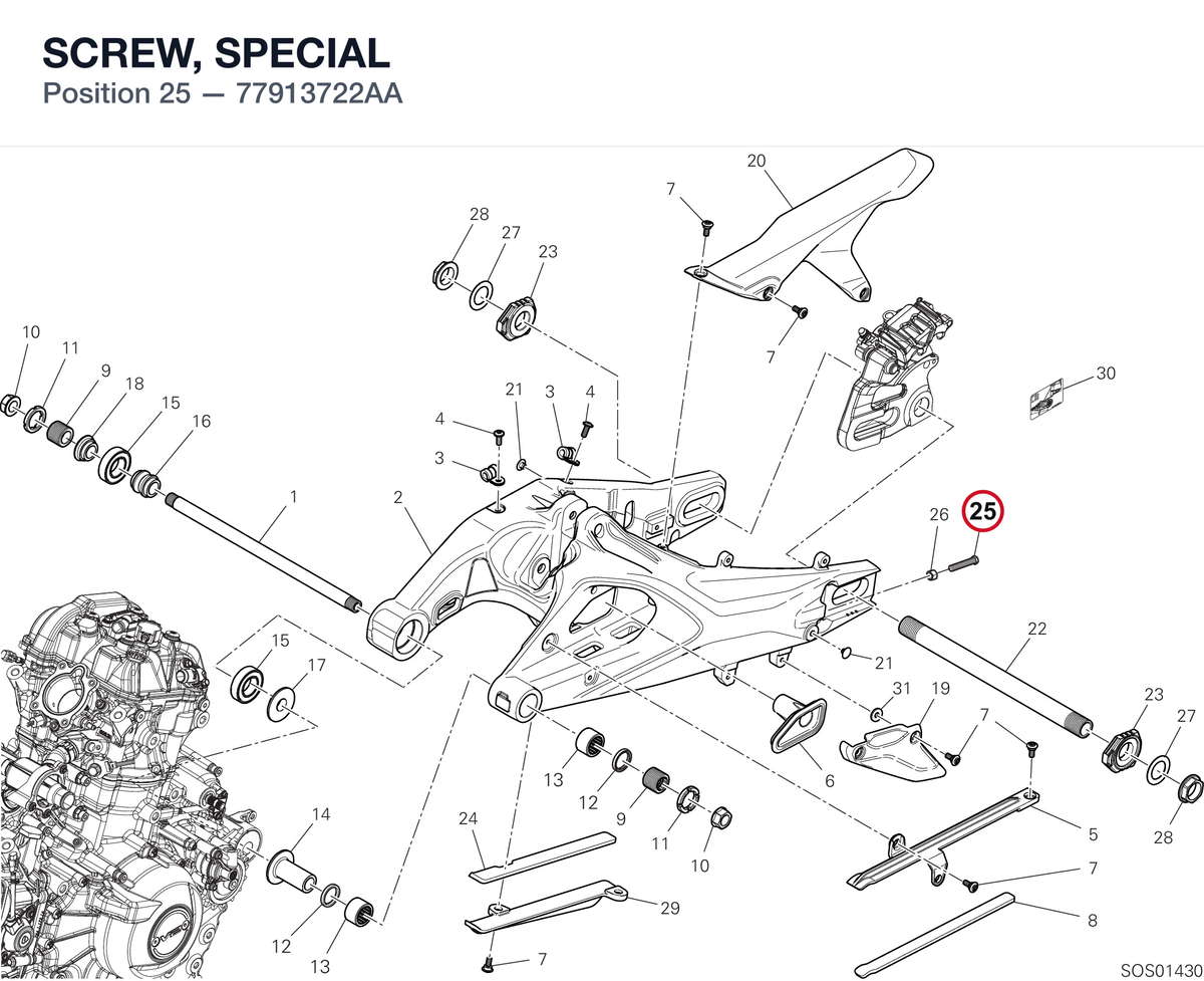 SCREW, SPECIAL 77913722AA diagram position