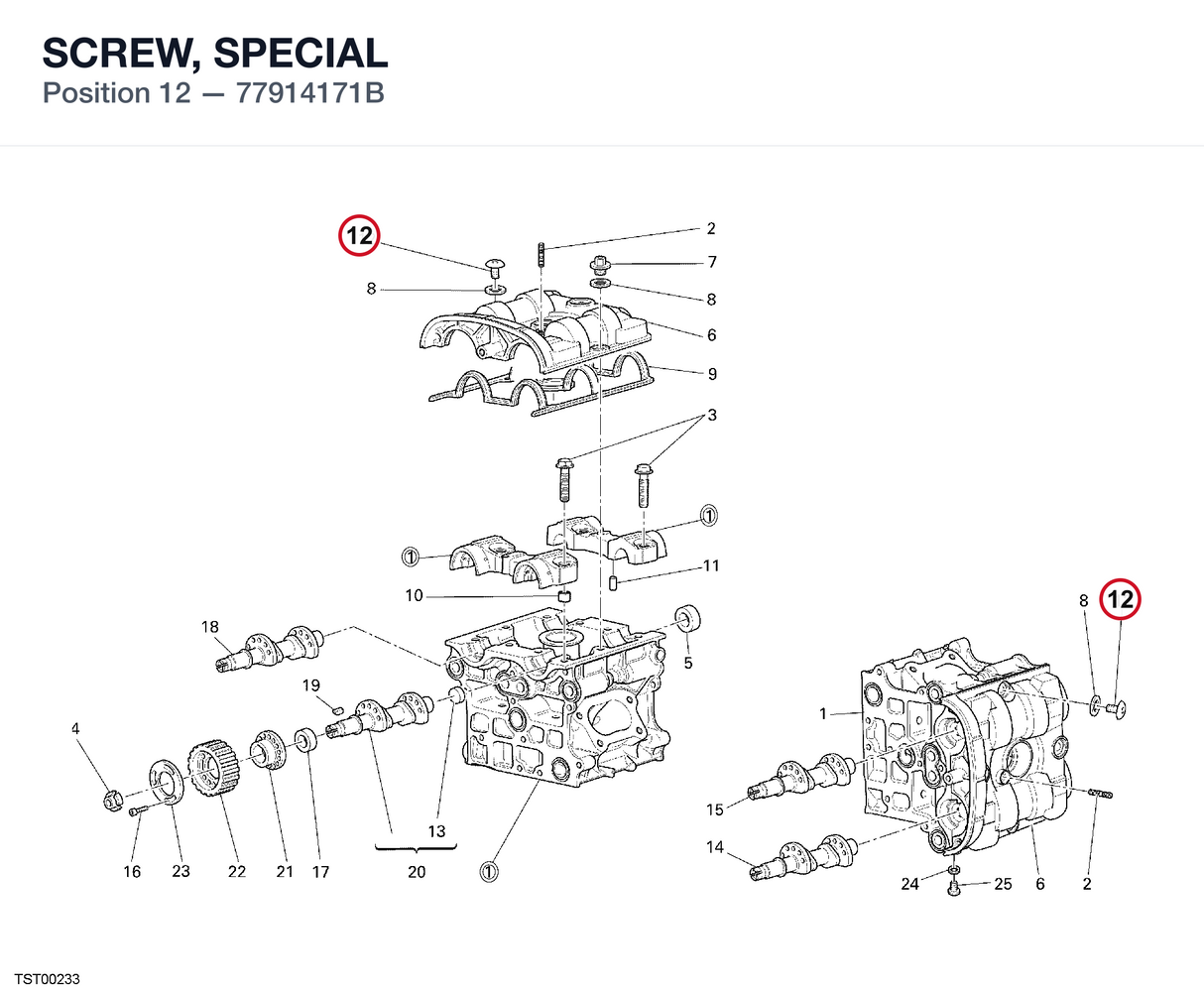 SCREW, SPECIAL 77914171B diagram position