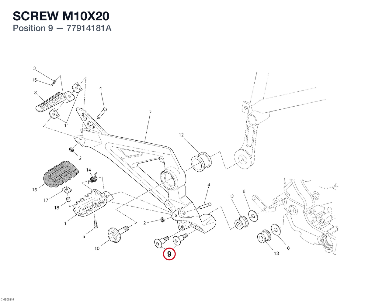 SCREW M10X20 77914181A diagram position