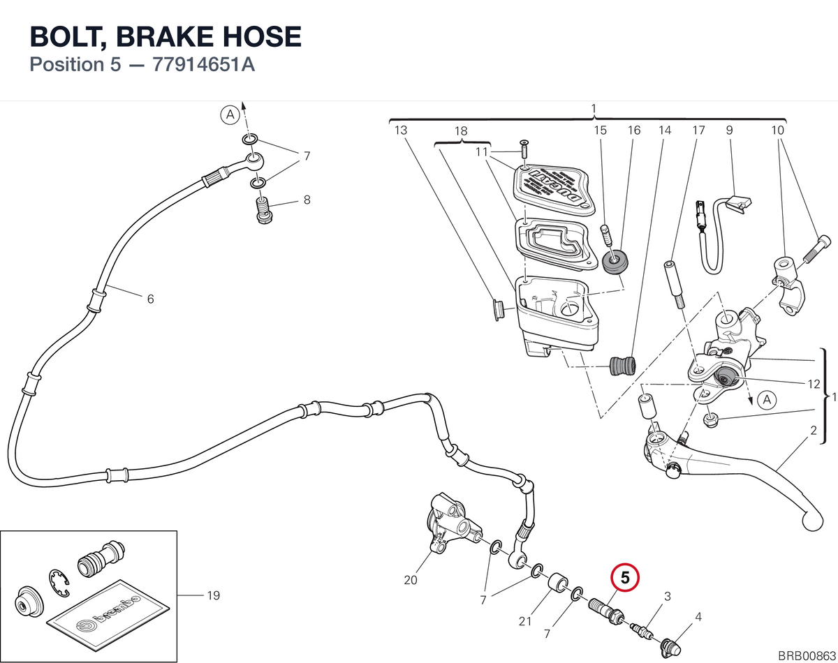 BOLT, BRAKE HOSE 77914651A diagram position