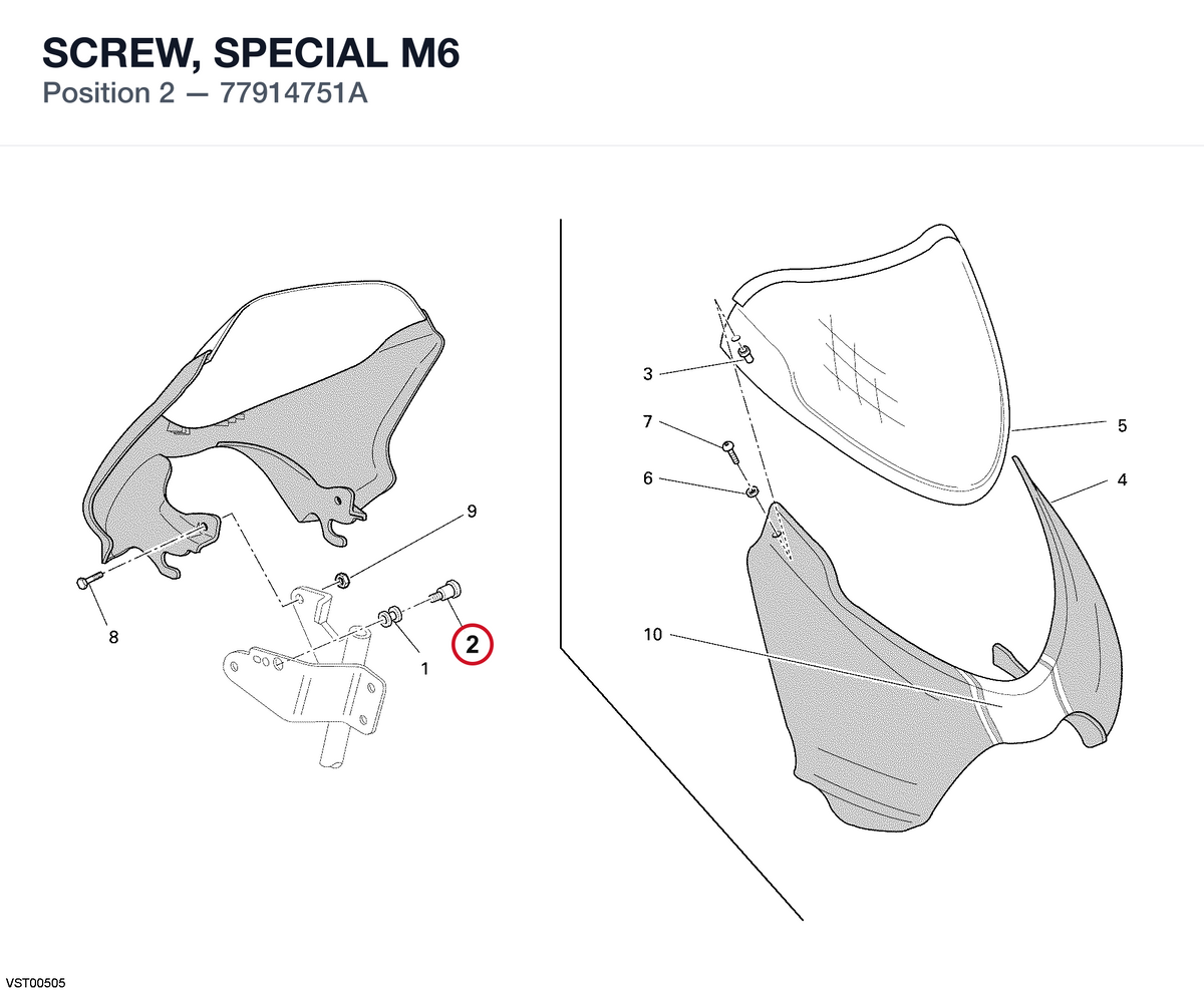 SCREW, SPECIAL M6 77914751A diagram position