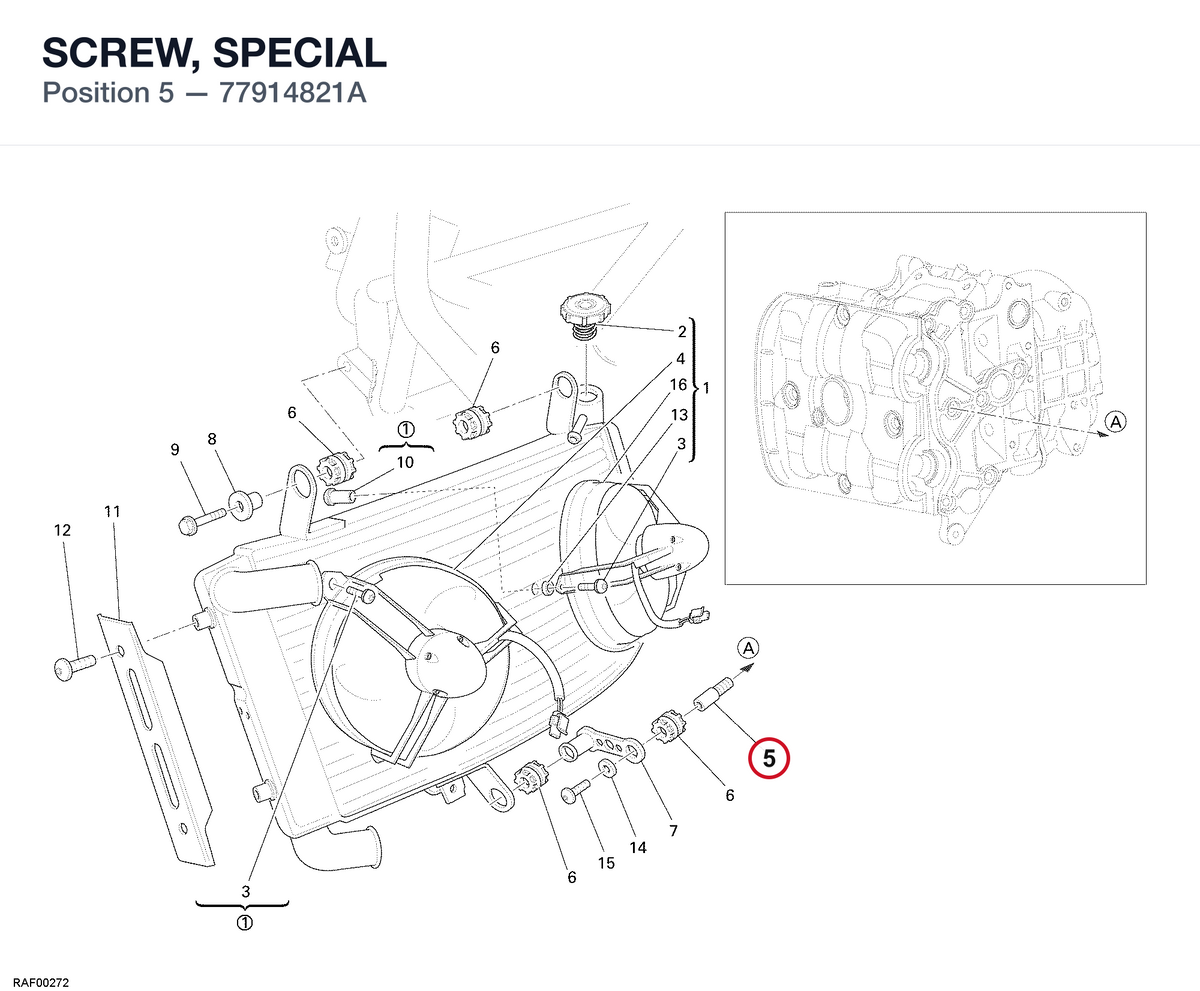 SCREW, SPECIAL 77914821A diagram position