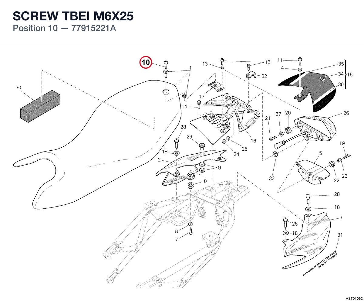 SCREW TBEI M6X25 77915221A diagram position