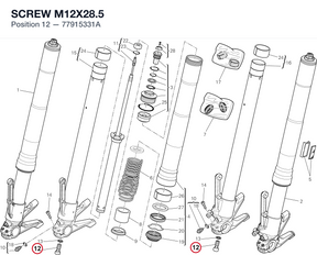 SCREW M12X28.5 77915331A diagram position