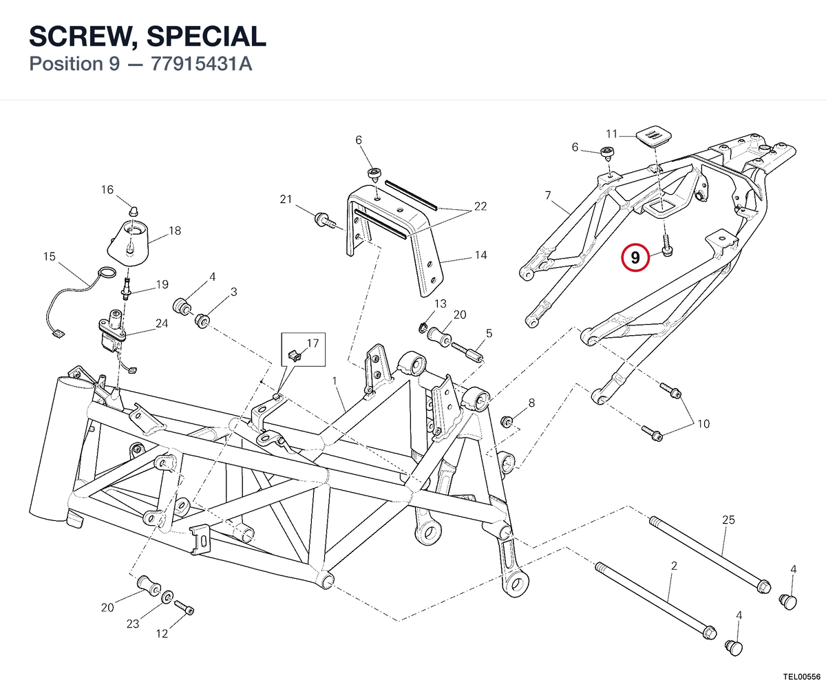 SCREW, SPECIAL 77915431A diagram position