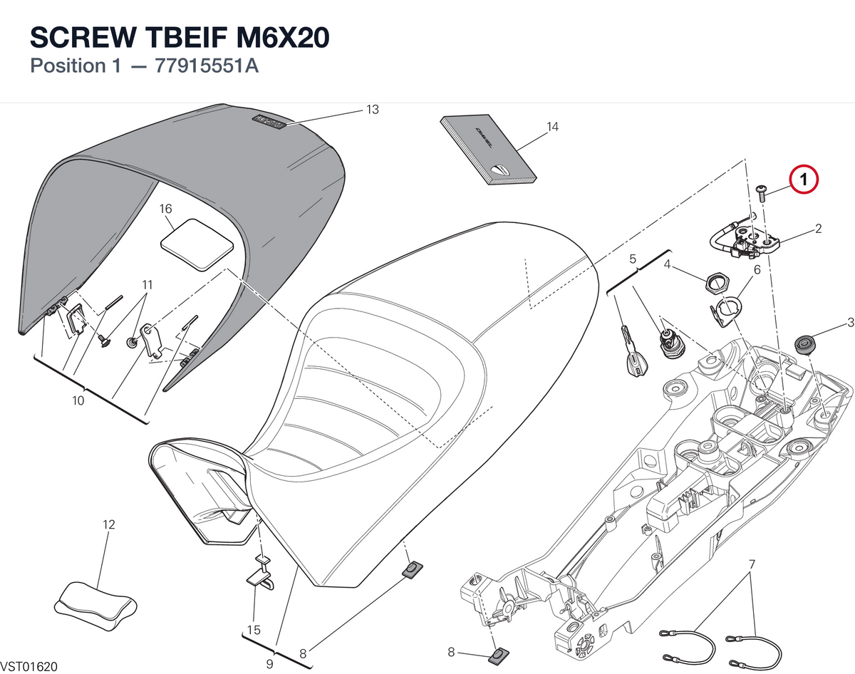 SCREW TBEIF M6X20 77915551A diagram position