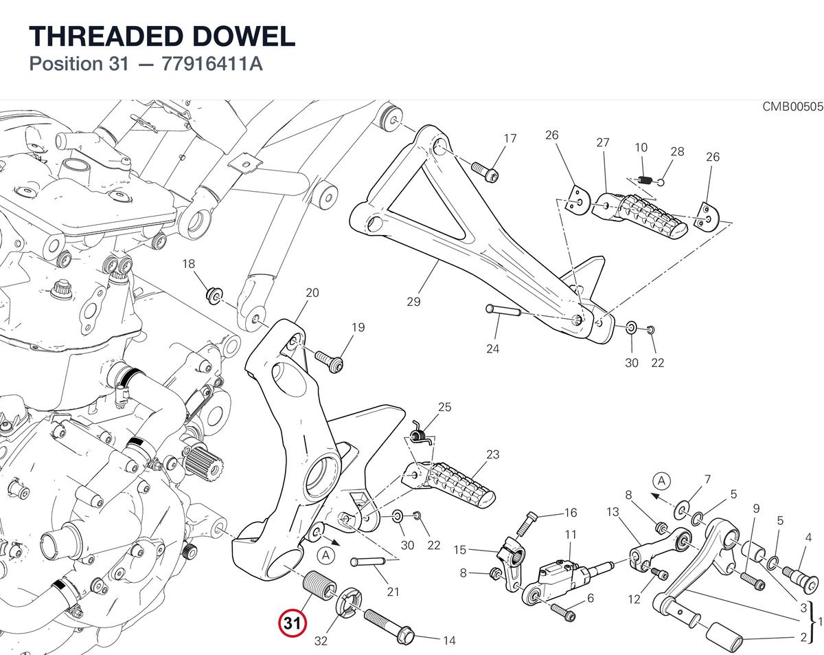 THREADED DOWEL 77916411A diagram position