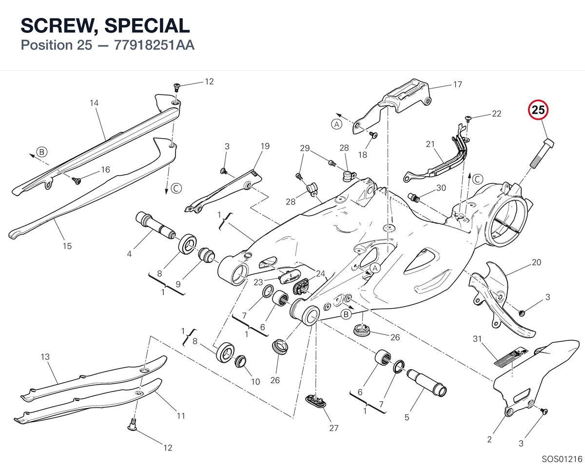 SCREW, SPECIAL 77918251AA diagram position