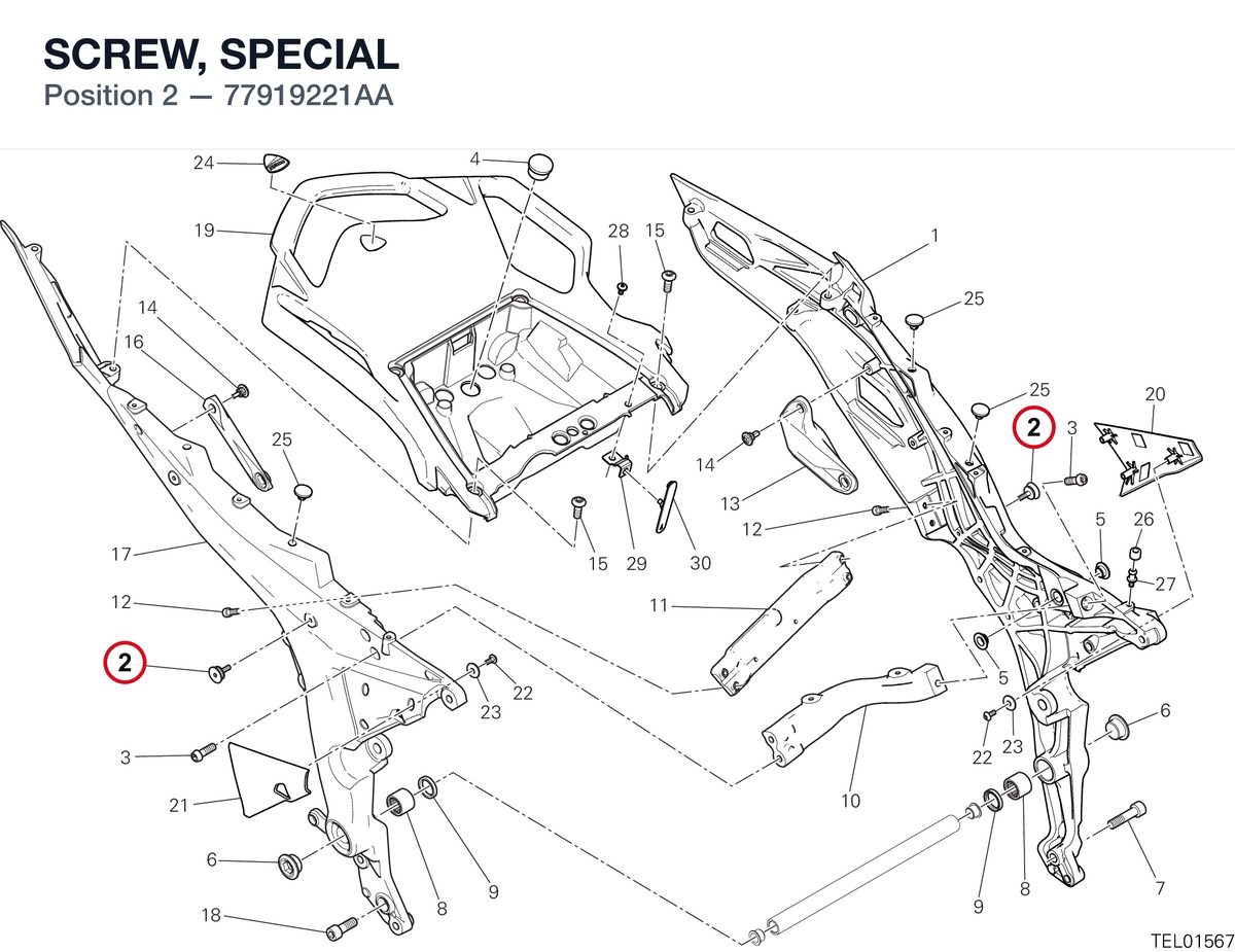 SCREW, SPECIAL 77919221AA diagram position