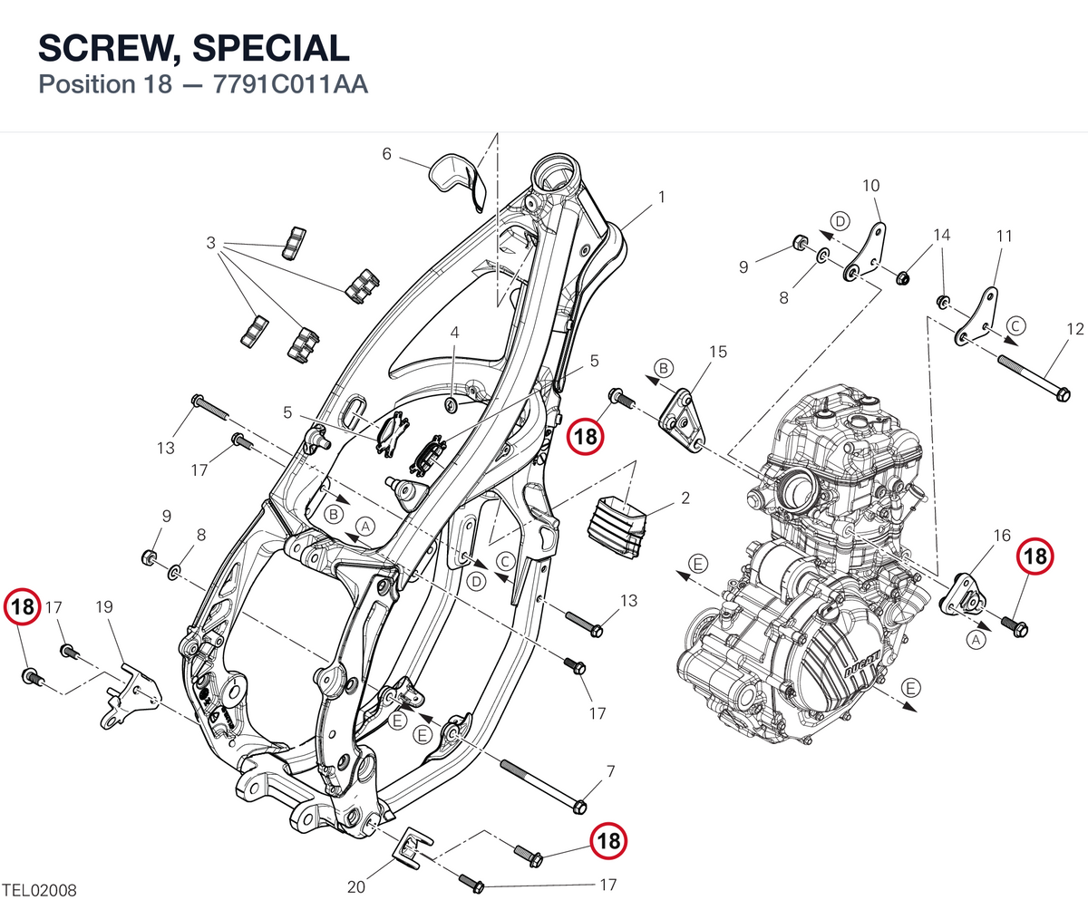 SCREW, SPECIAL 7791C011AA diagram position