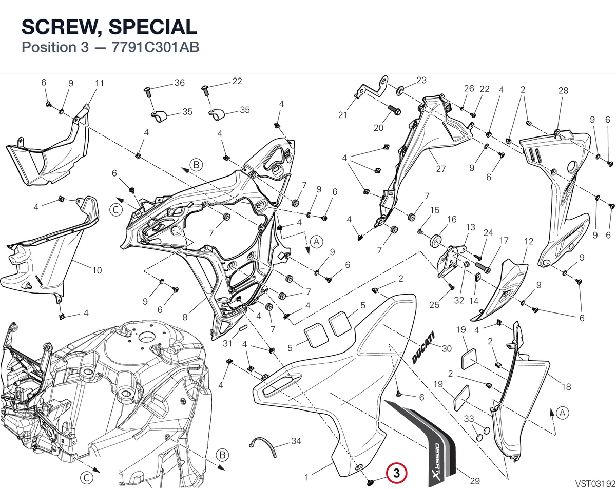 SCREW, SPECIAL 7791C301AB diagram position