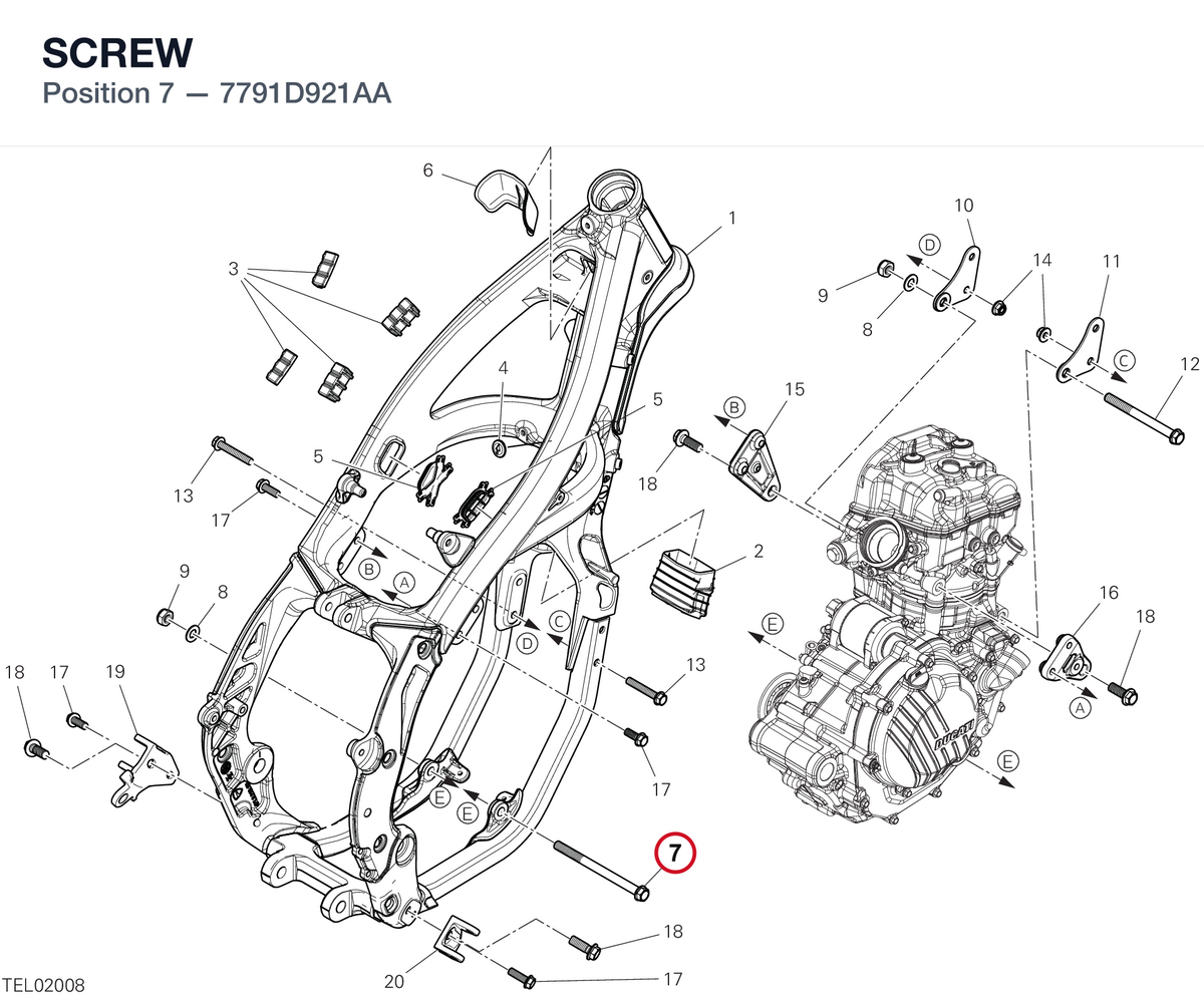 SCREW 7791D921AA diagram position