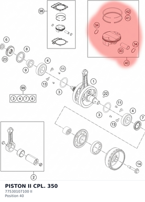 Diagram preview: PISTON II CPL. 350 (77530107100 II)