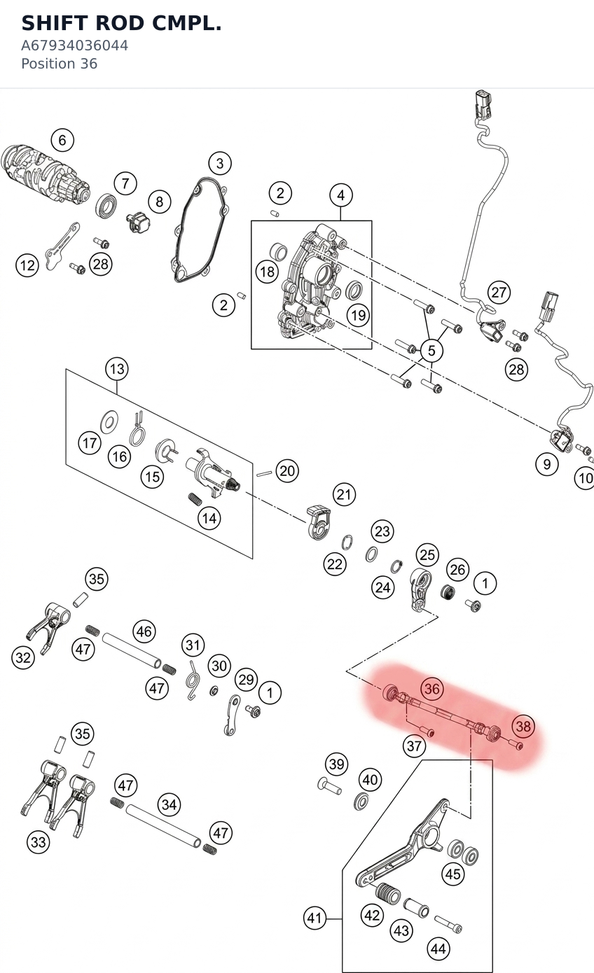 Diagram preview: SHIFT ROD CMPL. (A67934036044)