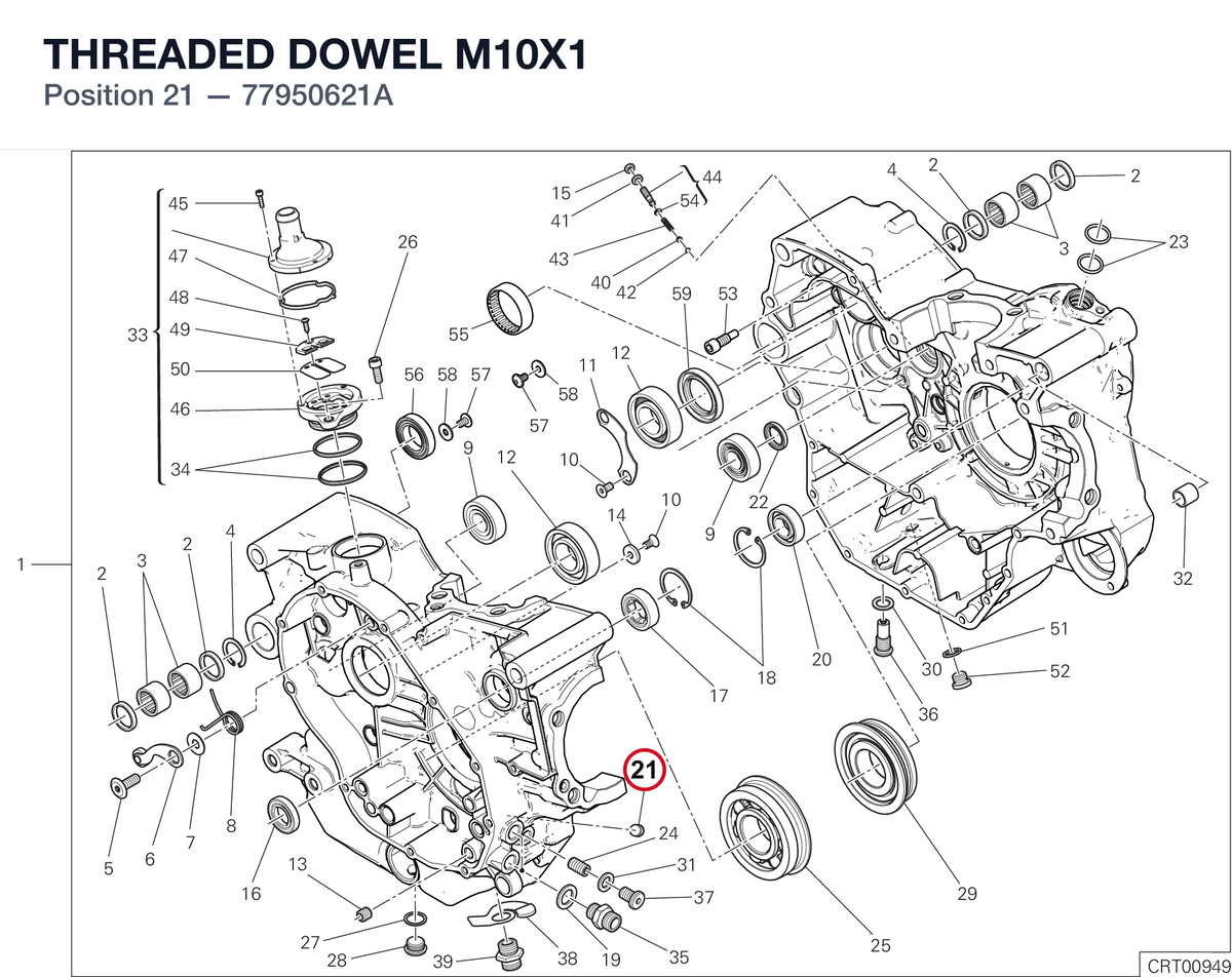 THREADED DOWEL M10X1 77950621A diagram position