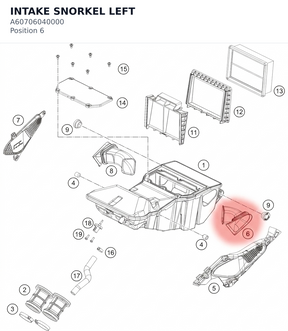 Diagram preview: INTAKE SNORKEL LEFT (A60706040000)