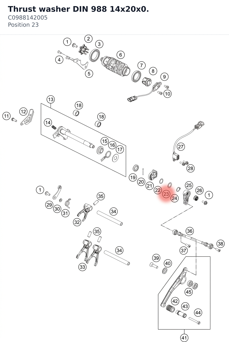 Diagram preview: Thrust washer DIN 988 14x20x0. (C0988142005)