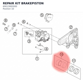 Diagram preview: REPAIR KIT BRAKEPISTON (69013083000)