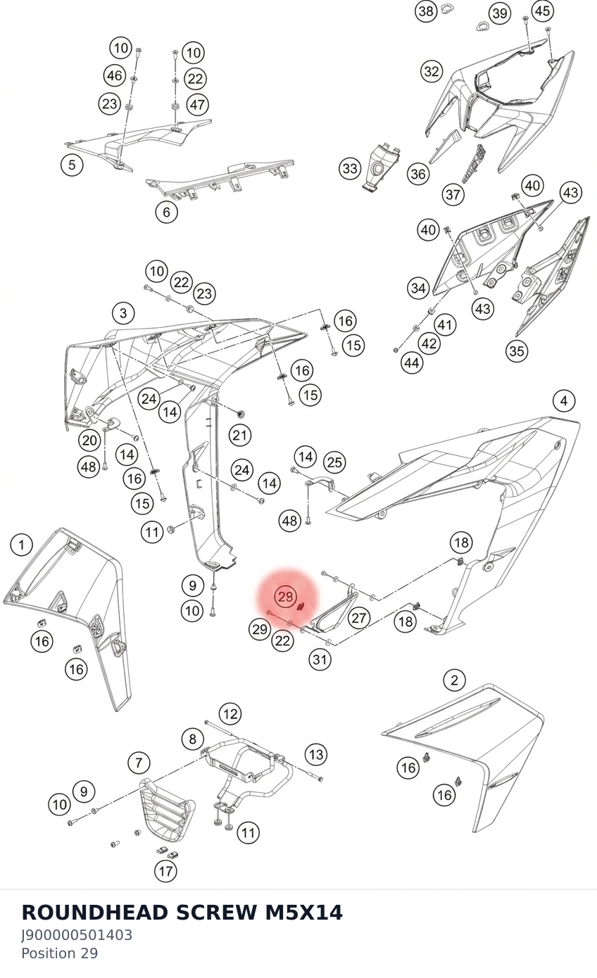 Diagram preview: ROUNDHEAD SCREW M5X14 (J900000501403)