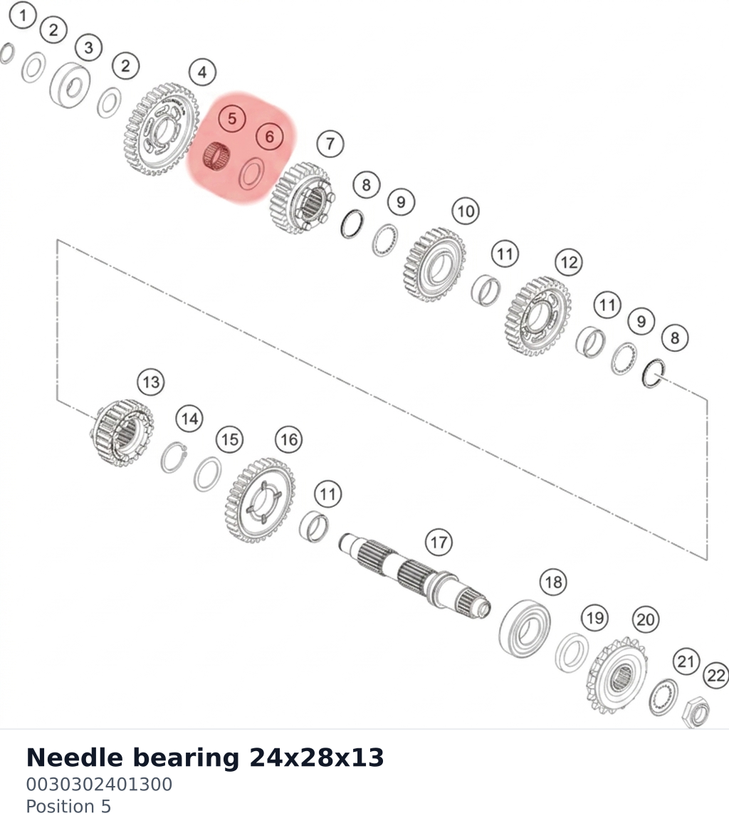 Diagram preview: Needle bearing 24x28x13 (0030302401300)