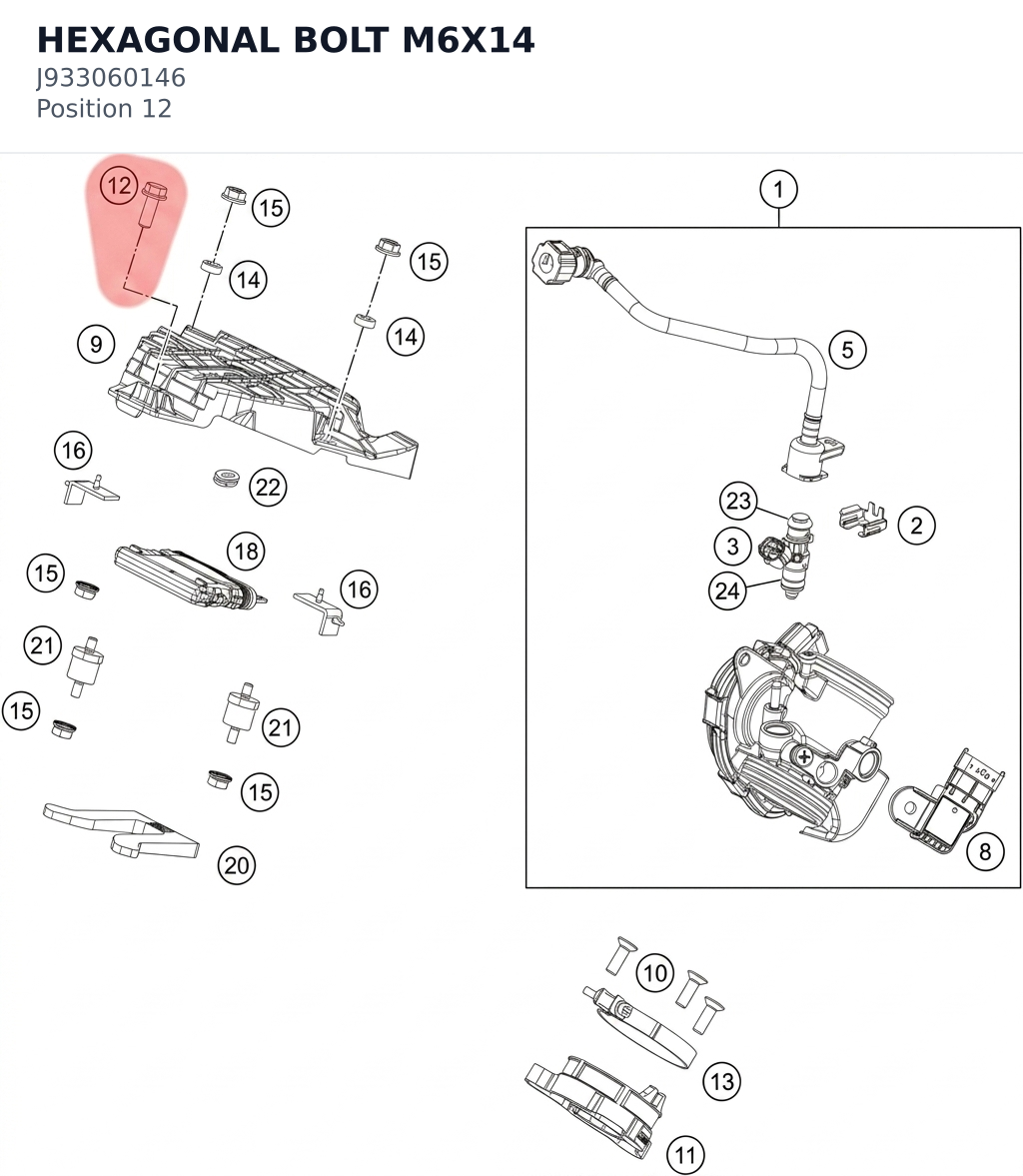 Diagram preview: HEXAGONAL BOLT M6X14 (J933060146)