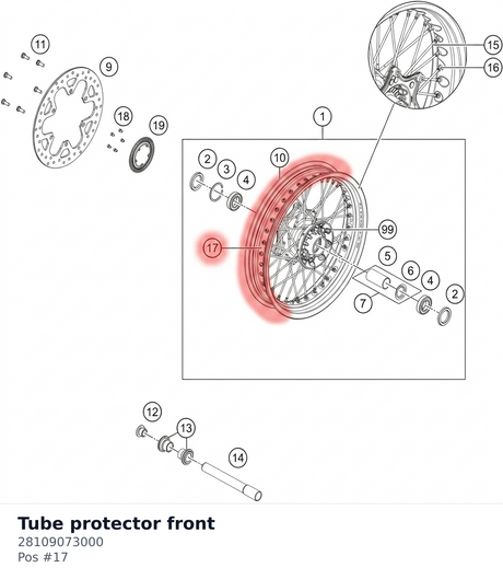 Diagram preview: Tube protector front (28109073000)